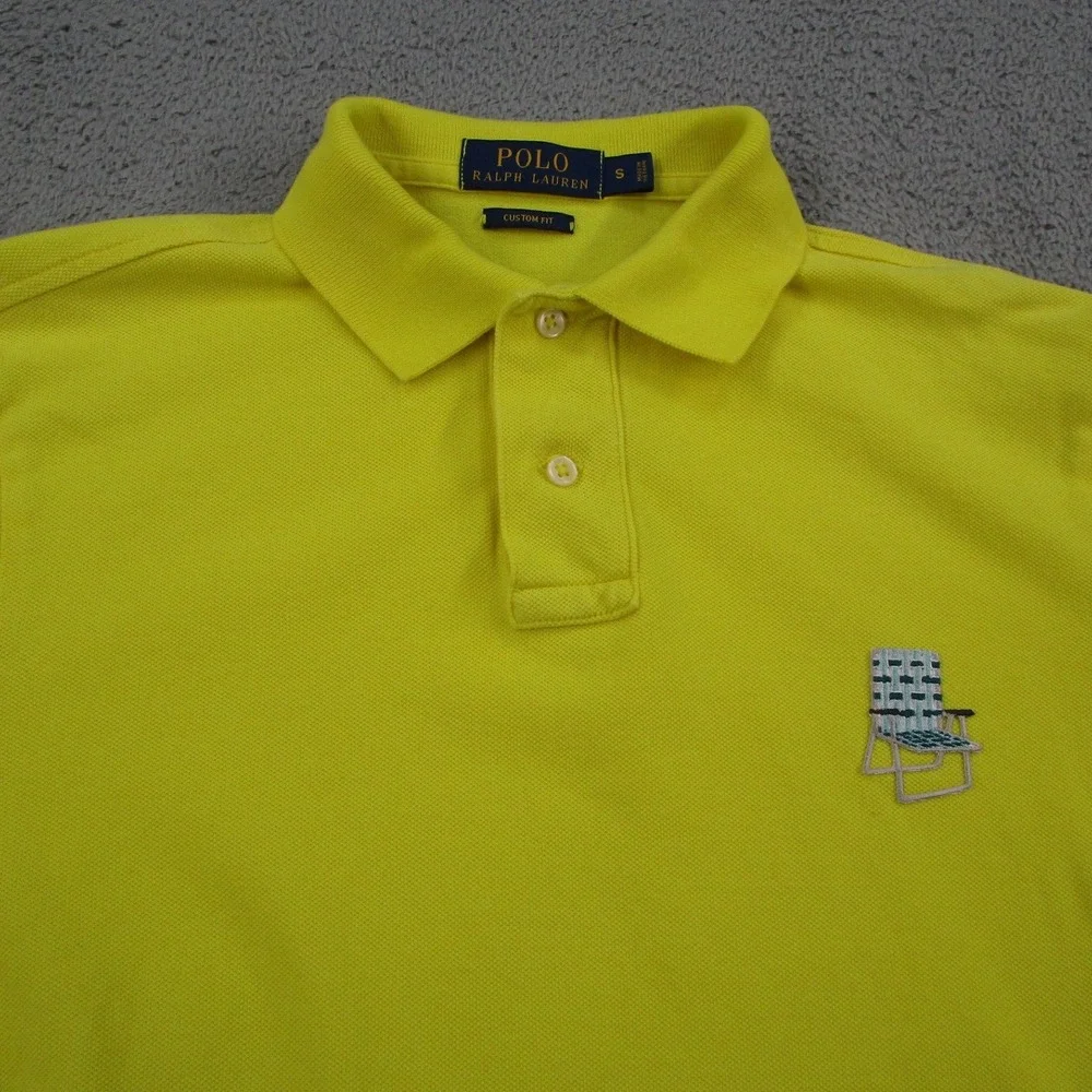 Polo Ralph Lauren Mens Small Yellow Beach Chair Custom Fit Pique Polo Shirt